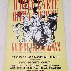 D'Oyly Carte Opera Co. The Mikado HMS Pinafore 22"x14" window card (1)