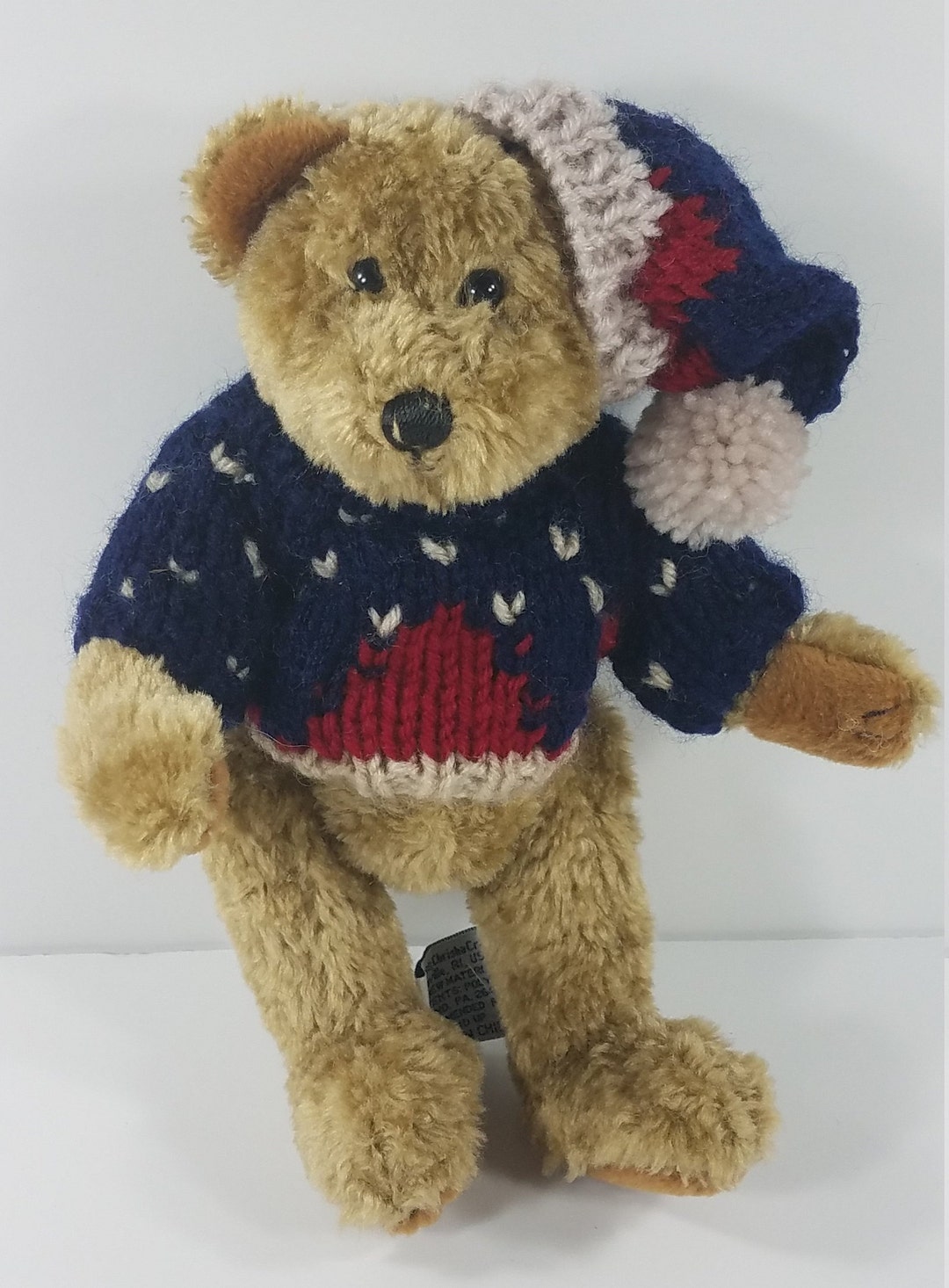 1988 Chrisha Tan Jointed 9 in Teddy Bear Blue Red Winter - Etsy