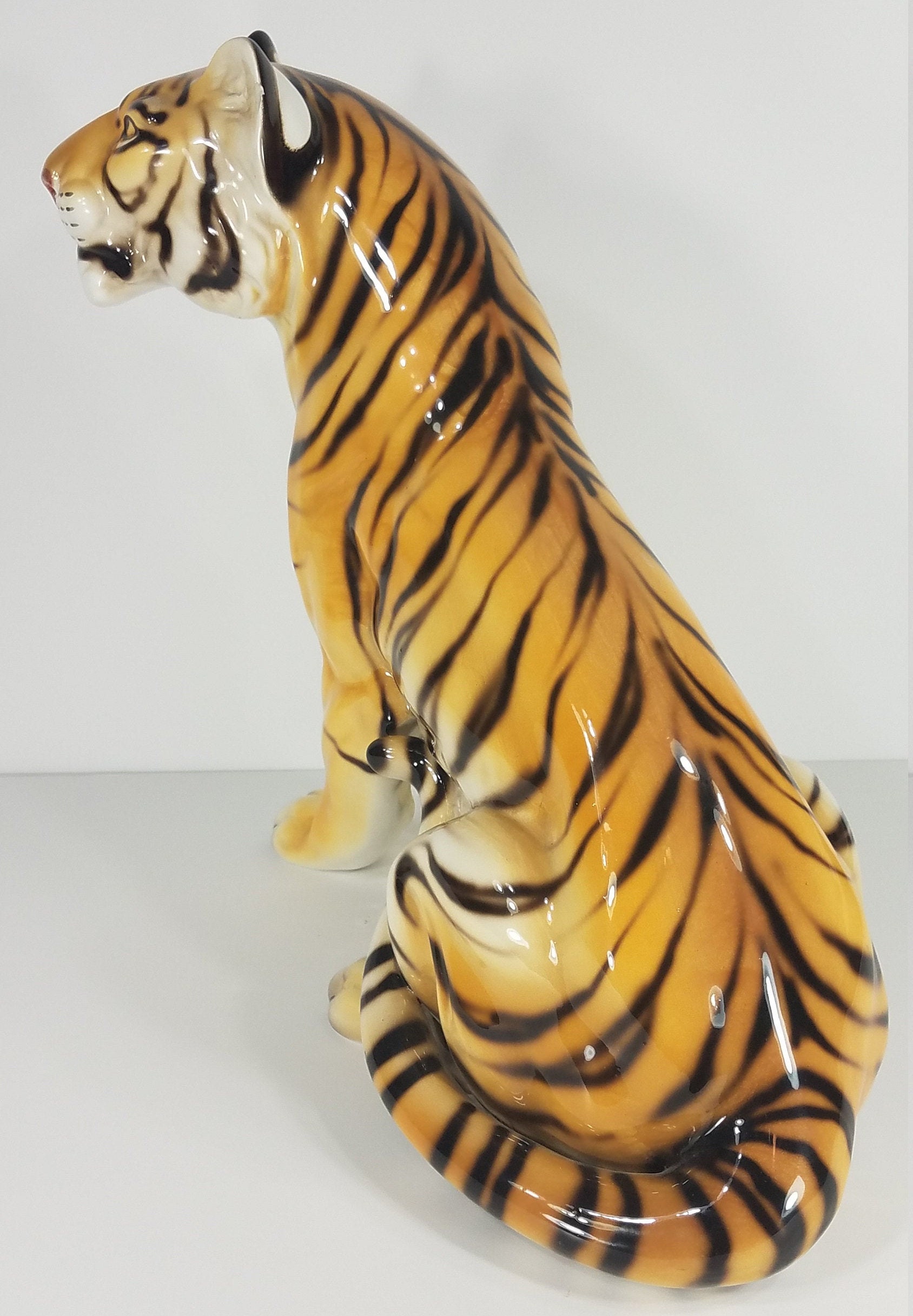 Ceramic Bengal Tiger large 14 inch hand painted statue Etsy
