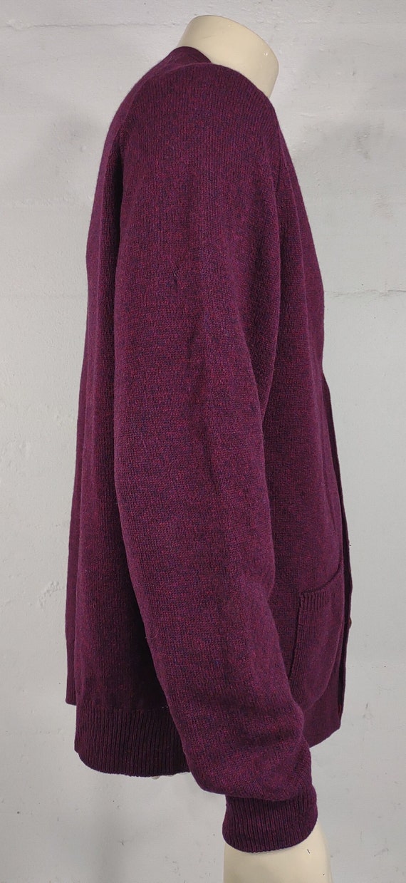 L.L. Bean reddish purple 100% Lambswool V-neck ca… - image 4