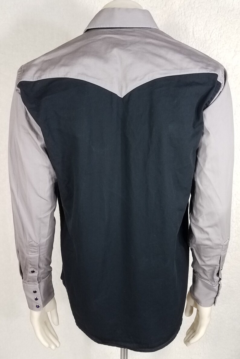 Drysdales black gray thick cotton snap button long sleeve shirt mens Medium