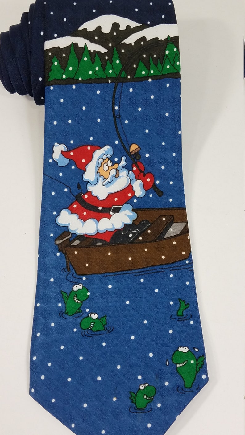 Fishing Santa Claus in Boat Blue Hallmark Christmas Holiday - Etsy