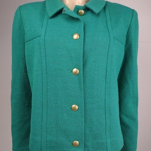 Chaqueta tipo blazer Castleberry verde texturizada con botones en la parte delantera, talla 14 para mujer. imagen 1