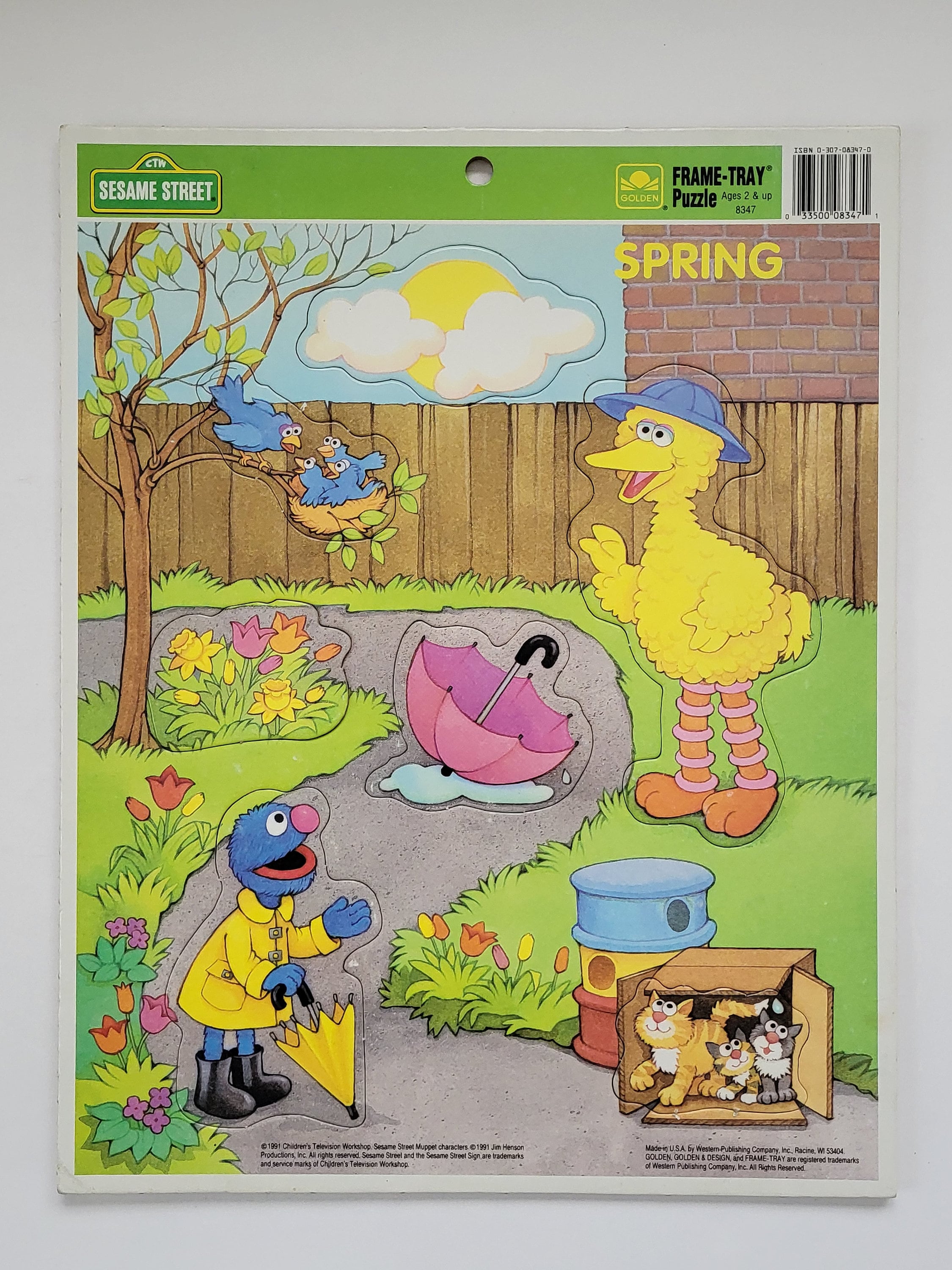 Vintage Sesame Street Spring Frame Tray Puzzle 1991 Big Bird Grover Jim ...