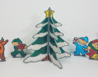 Metal suncatcher Santa Reindeer Elves stand up figures Christmas display