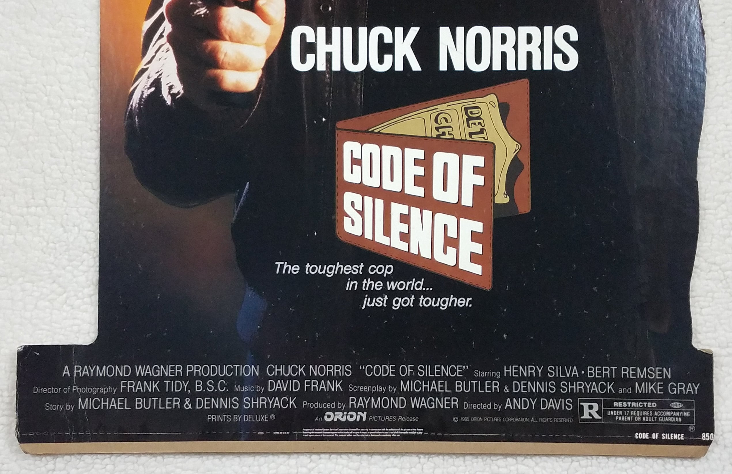 Chuck Norris Code of Silence 1985 Cardboard Cutout 41" Standee Display ...