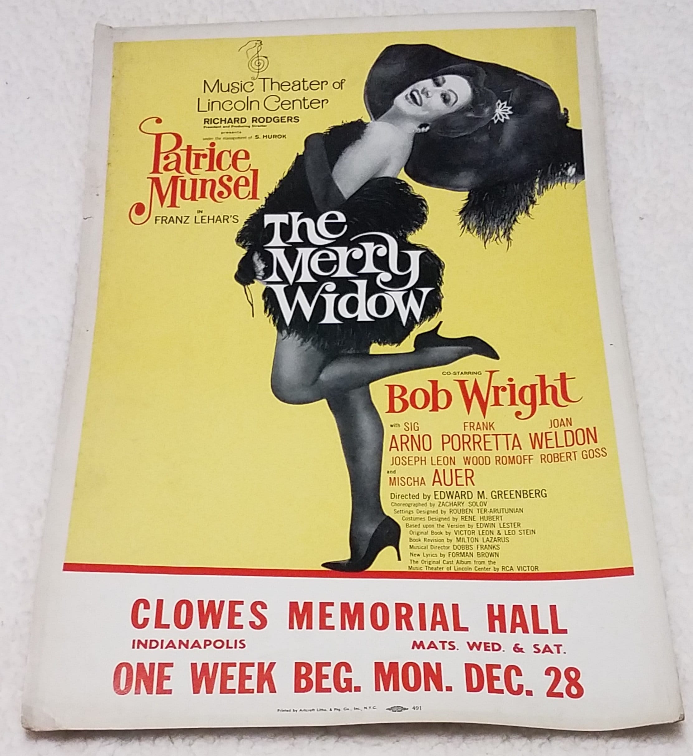 The Merry Widow 1964 Patrice Munsel Bob Wright 20"x14" window card