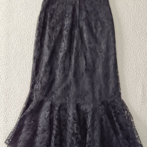 VTG Gunne Sax by Jessica McClintock black lace fit & flare mermaid skirt size 11