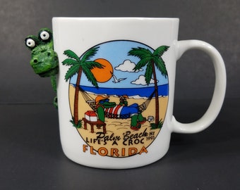 Palm Beach Florida 3D Crocodile alligator Life's a Croc collectible coffee cup mug 1993