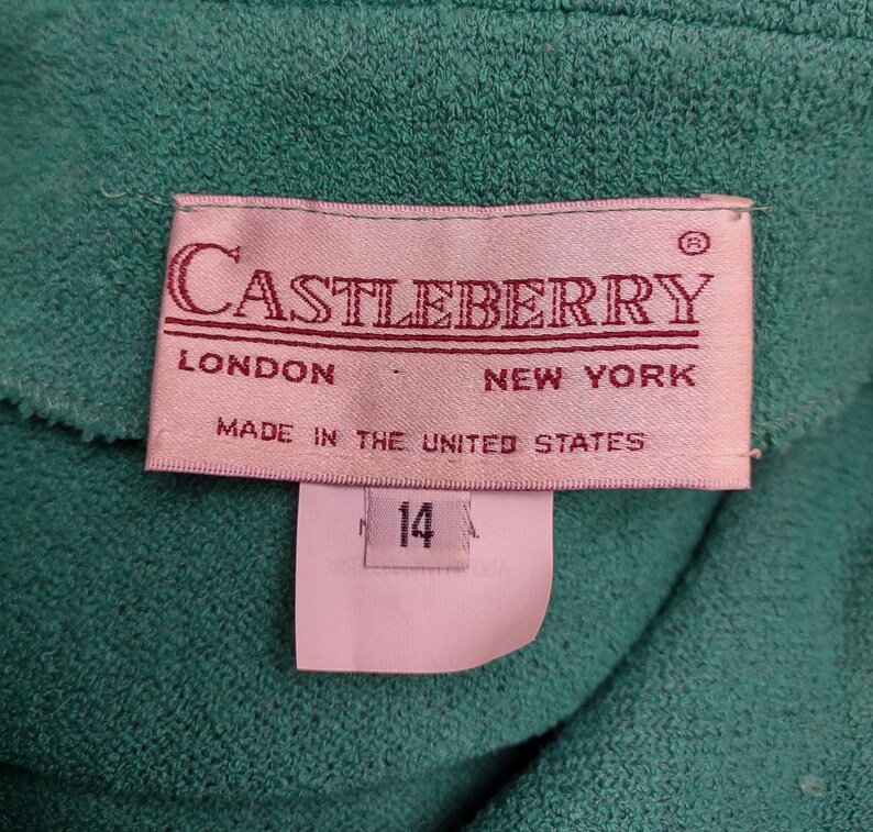 Chaqueta tipo blazer Castleberry verde texturizada con botones en la parte delantera, talla 14 para mujer. imagen 8