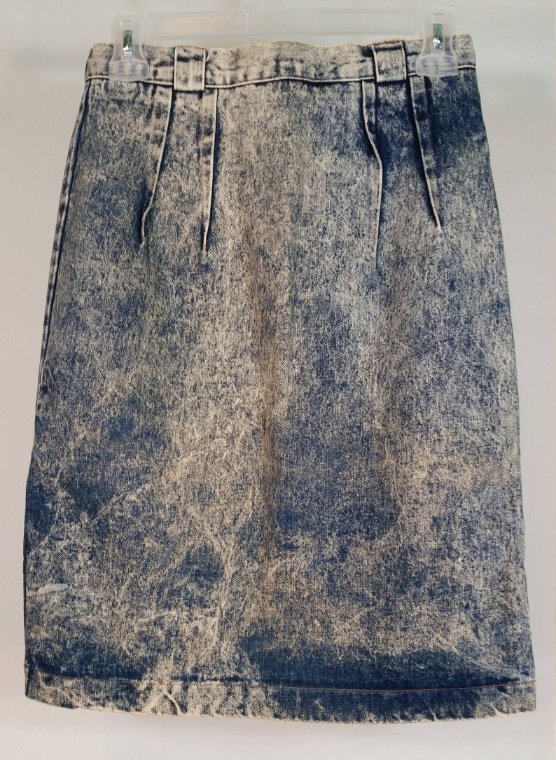 Michael Tracey Acid Wash Pleated Front High Waist Denim Pencil Skirt ...