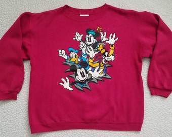 Mickey & Co. magenta rosa estampado gráfico a dos caras sudadera chicas Grande