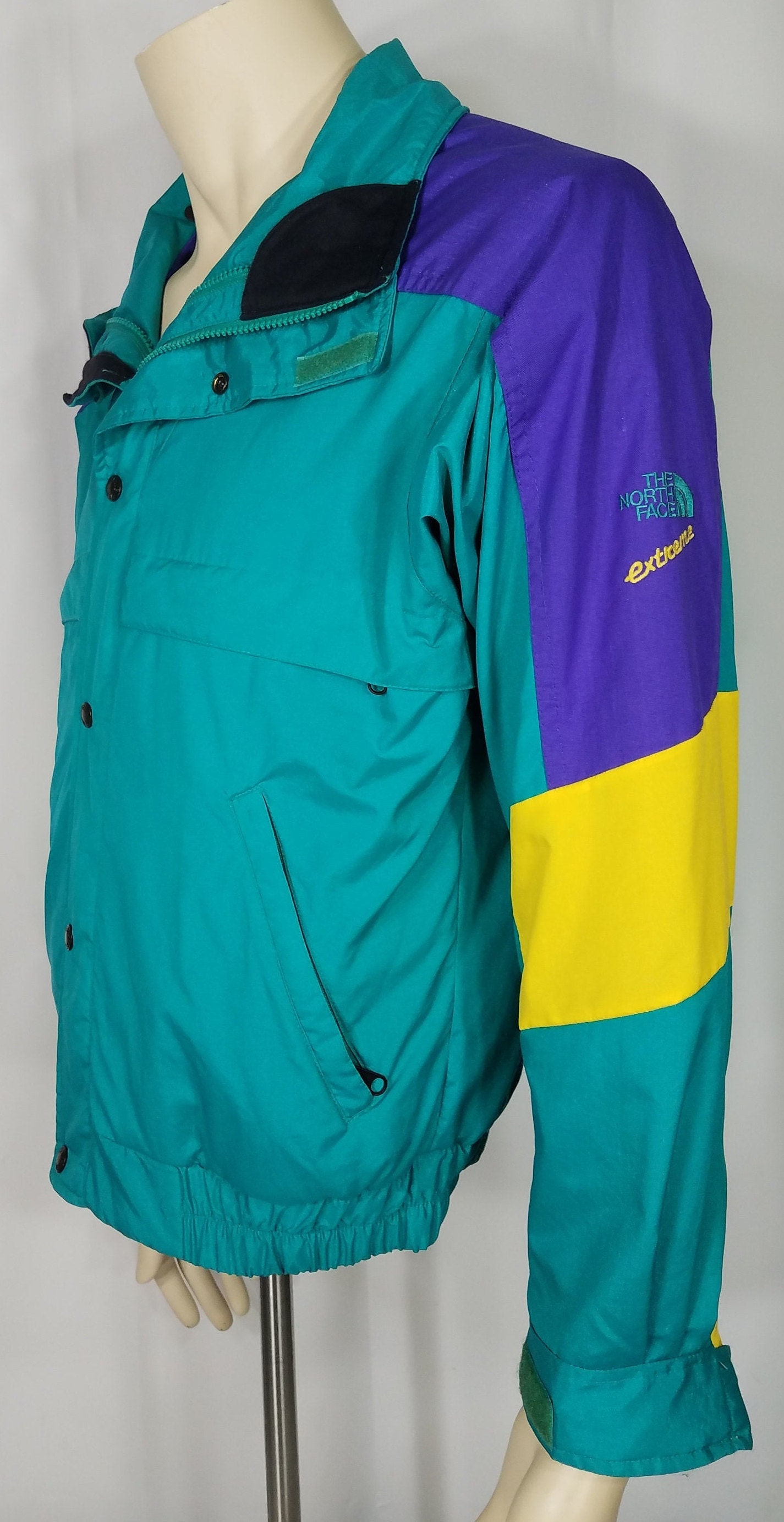 The North Face Extreme Green Purple Yellow Full Zip Nylon Jacket