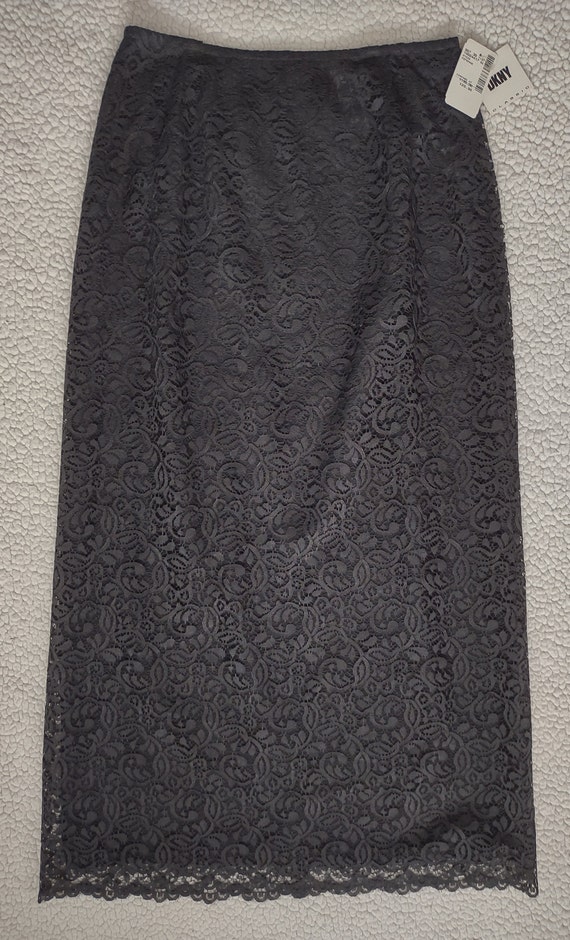 NWT Vintage DKNY Classic Black Lined Lace Maxi Skirt Ladies Size 4 