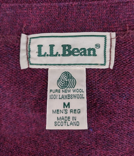 L.L. Bean reddish purple 100% Lambswool V-neck ca… - image 9