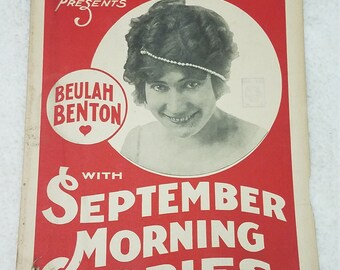 Antique 1916 Beulah Benton Majestic Theatre collectible ephemera 22"x14" poster