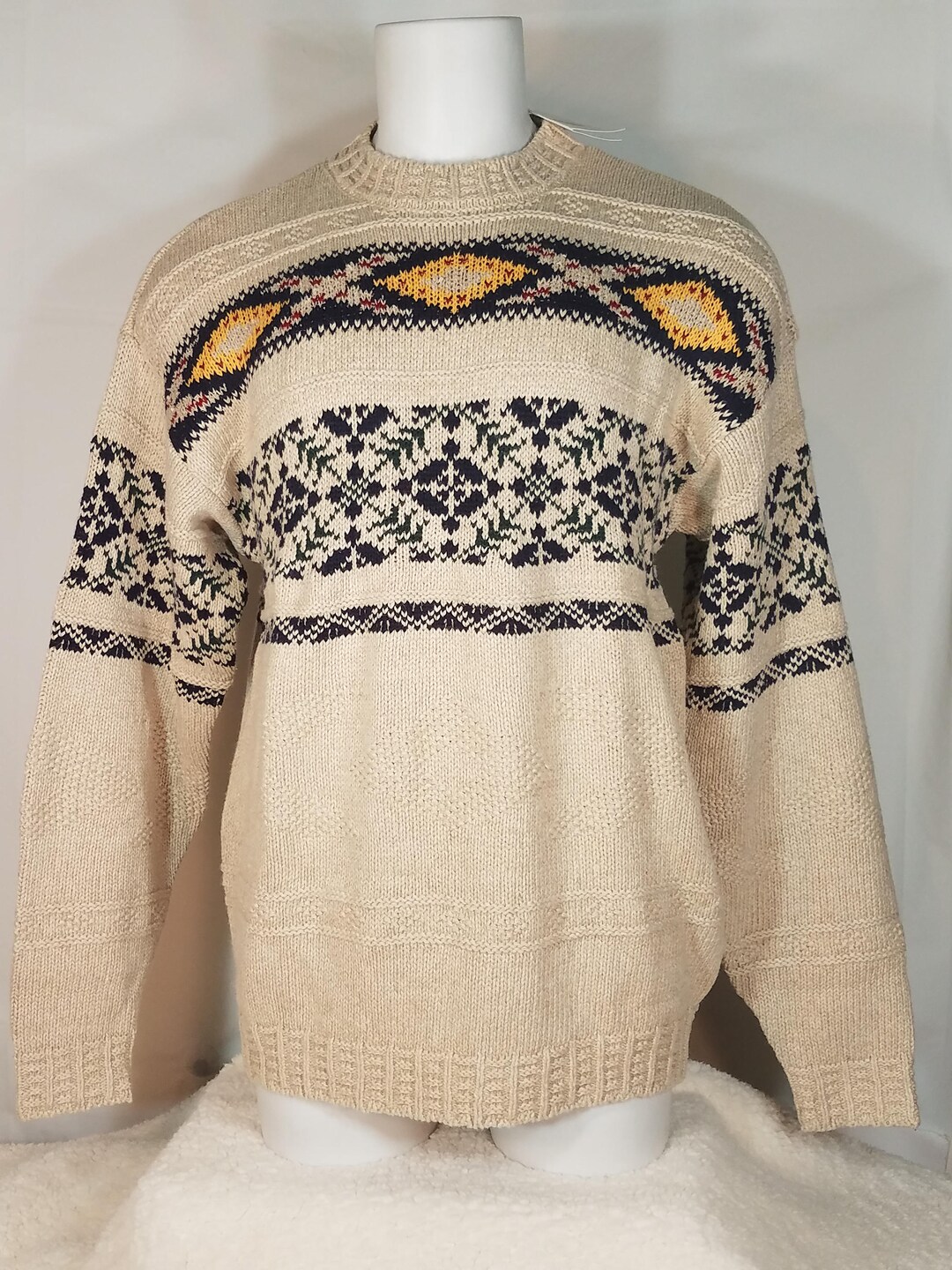 NWT Vintage Nautica Beige Tan Blue Yellow Stripe Crewneck Hemp - Etsy