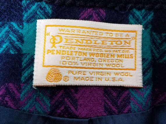 Pendleton purple green blue plaid check pure virg… - image 7
