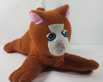 Tonka Pound Pur-r-ries brown white kitty 13 in Cat plush stuffed animal