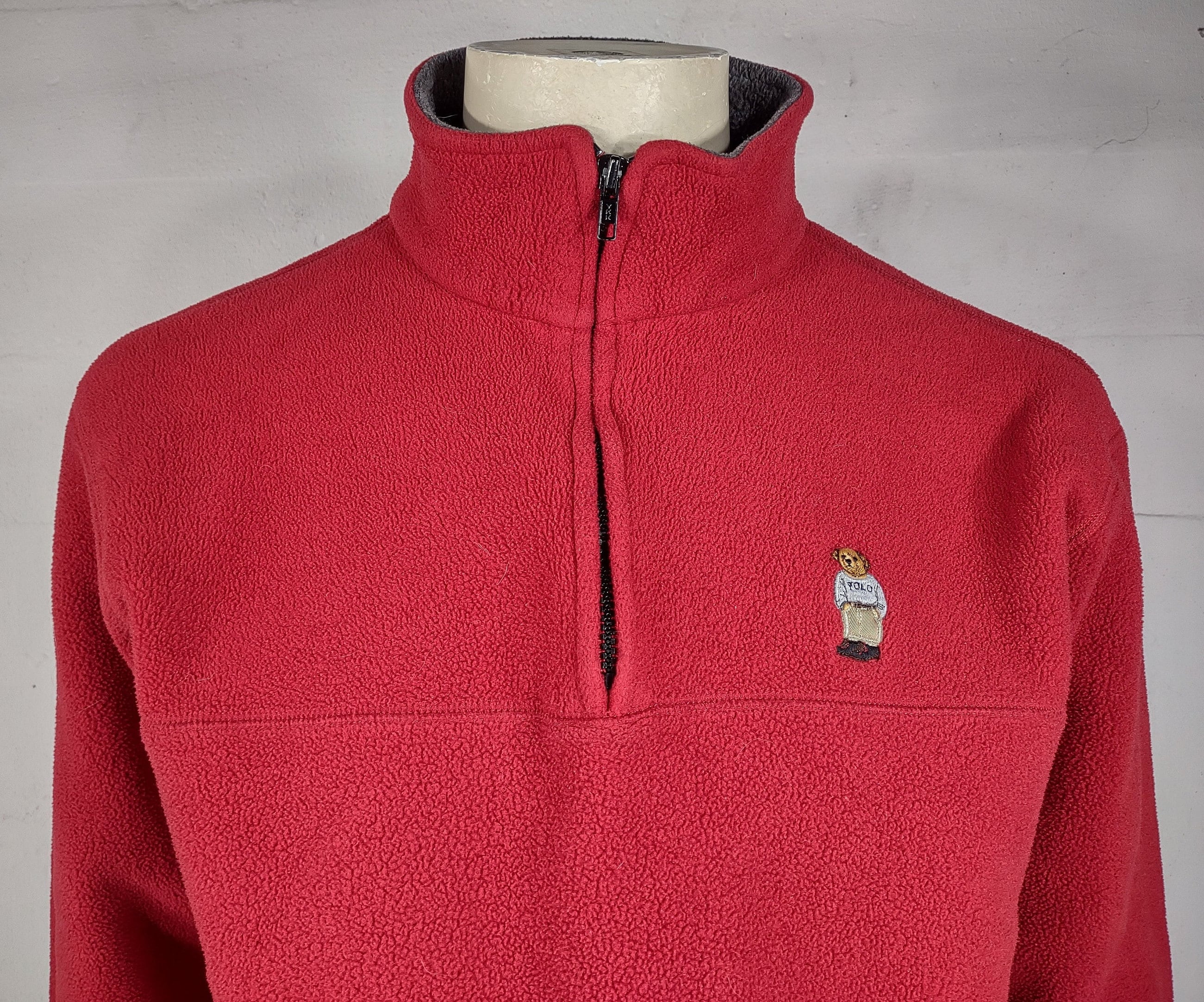 USA製 Polo by Ralph Lauren フリースXL レッド 90s Vintage 90S Polo Ralph Lauren 1993 USA Red Fleece Snow Beach