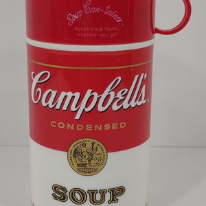 NEW Vintage Campbell&#39;s Soup Can-Ister thermos with mug cup 1998