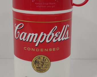 NEW Vintage Campbell's Soup Can-Ister thermos with mug cup 1998