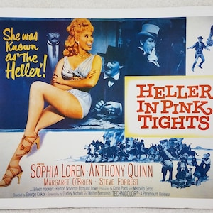 Original Heller en medias rosas media hoja película cartel 18x24 pulgadas Sophia Loren
