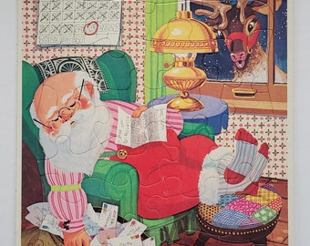 Vintage Letters to Santa Christmas holiday frame tray puzzle 1973
