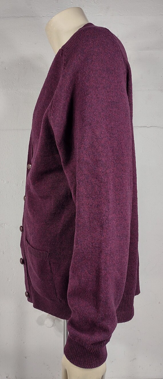L.L. Bean reddish purple 100% Lambswool V-neck ca… - image 8