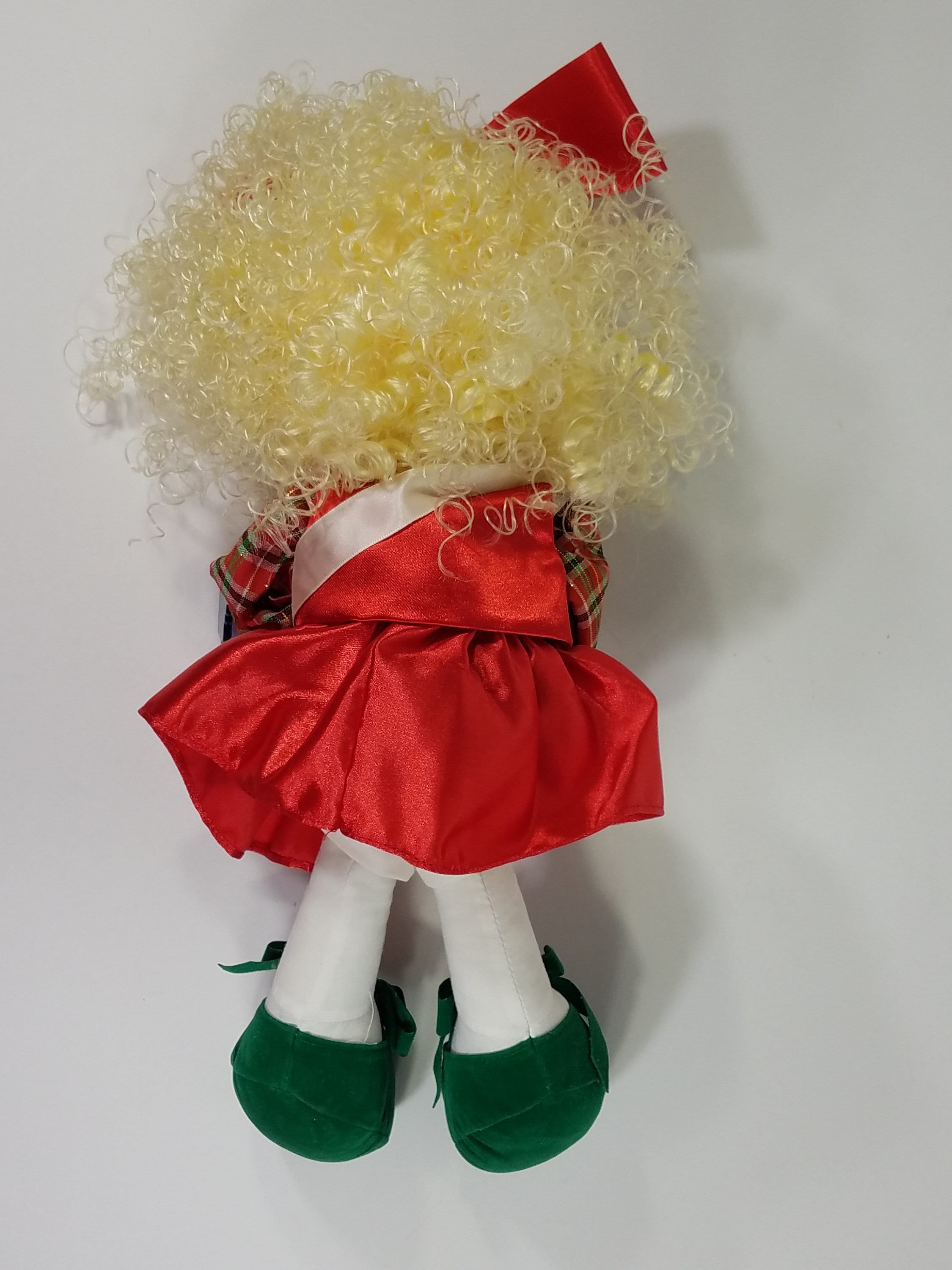 Applause Precious Moments Red Christmas Doll Blonde Curly Hair