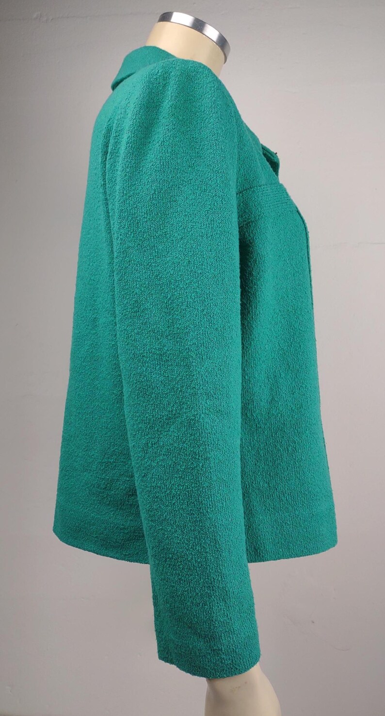 Chaqueta tipo blazer Castleberry verde texturizada con botones en la parte delantera, talla 14 para mujer. imagen 5