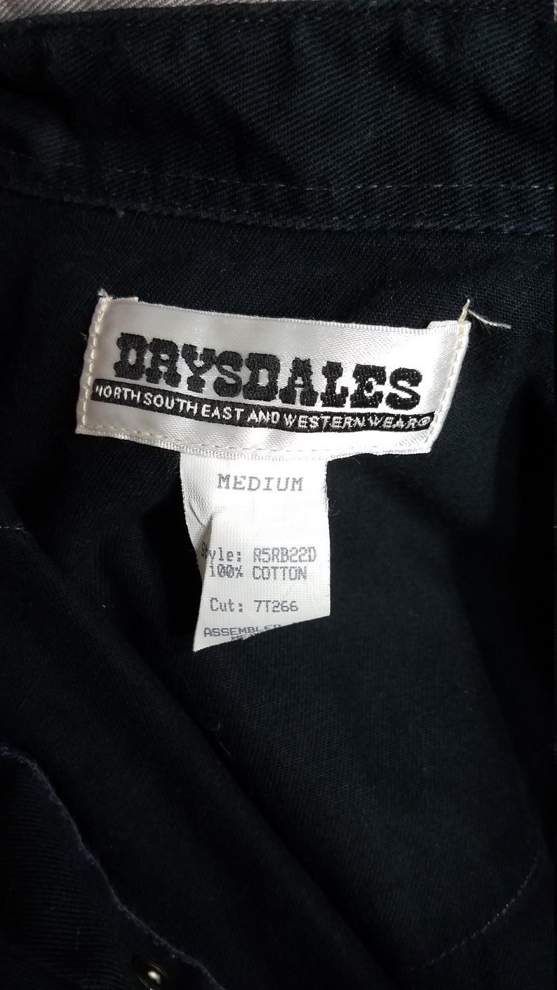 Drysdales black gray thick cotton snap button long sleeve shirt mens Medium