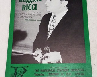 1973 Ruggiero Ricci soloist Indianapolis Symphony Orchestra 19"x12.5" poster (2)