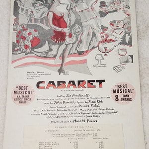 Original Cabaret Clowes Hall Indianapolis 1970 window card 22&quot;x14&quot; poster