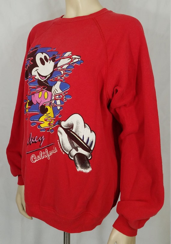 Mickey California red cotton blend crew neck pull… - image 4