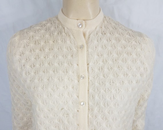 Sweater Bee by Banff ivory cream open knit lined … - image 2