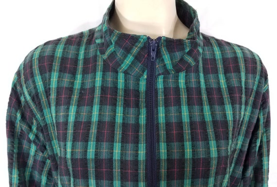 Orvis Green Plaid 100 Cotton Zip up Lightweight Windbreaker