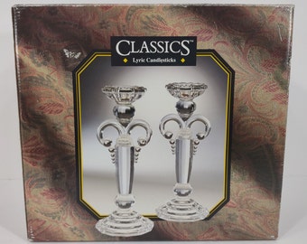 NIP Vintage Classic Lyric 8.5 inch 24% Lead Crystal candlesticks set of 2