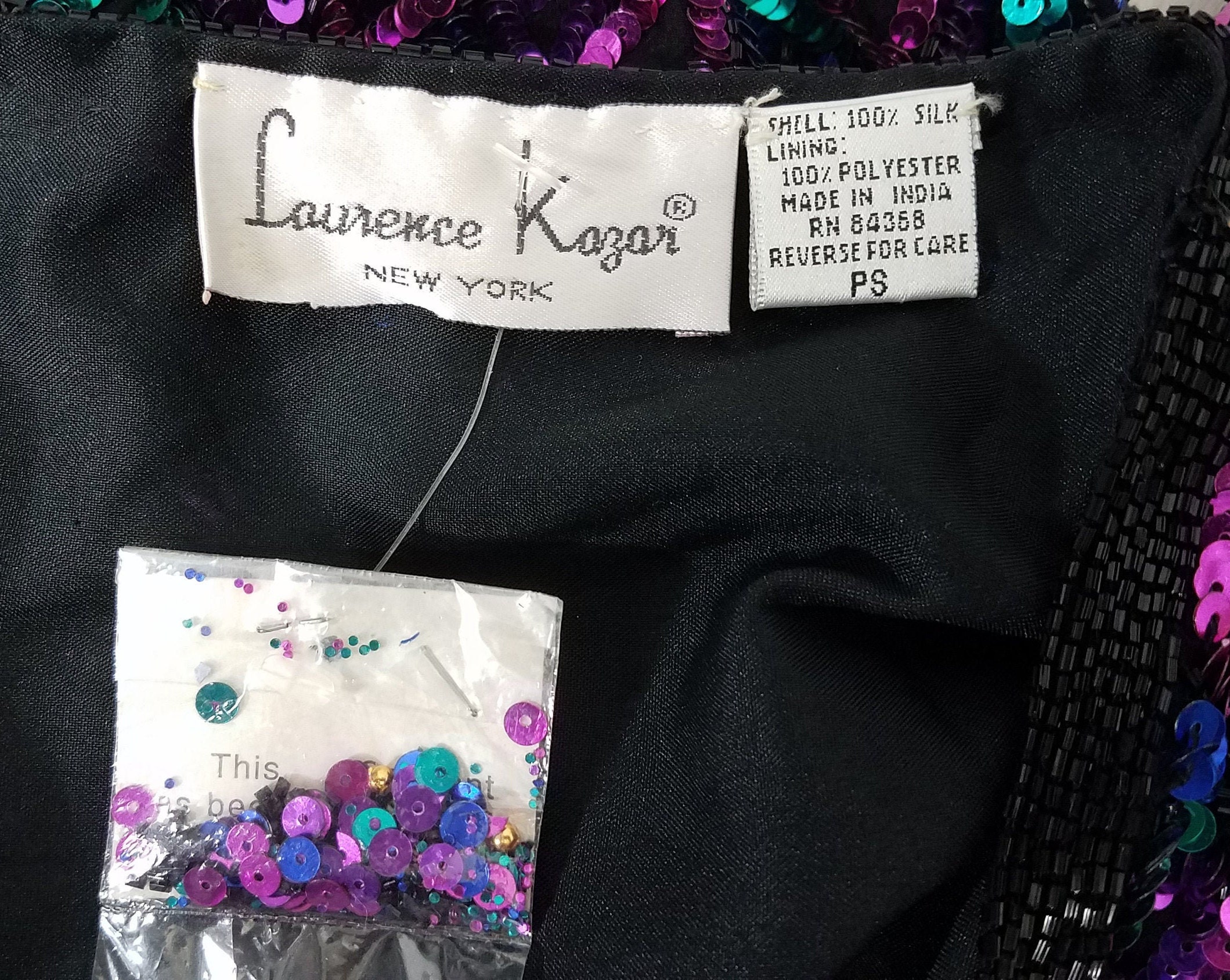 NWT Laurence Kazar Fuchsia Green Blue Black Sequined Beaded - Etsy