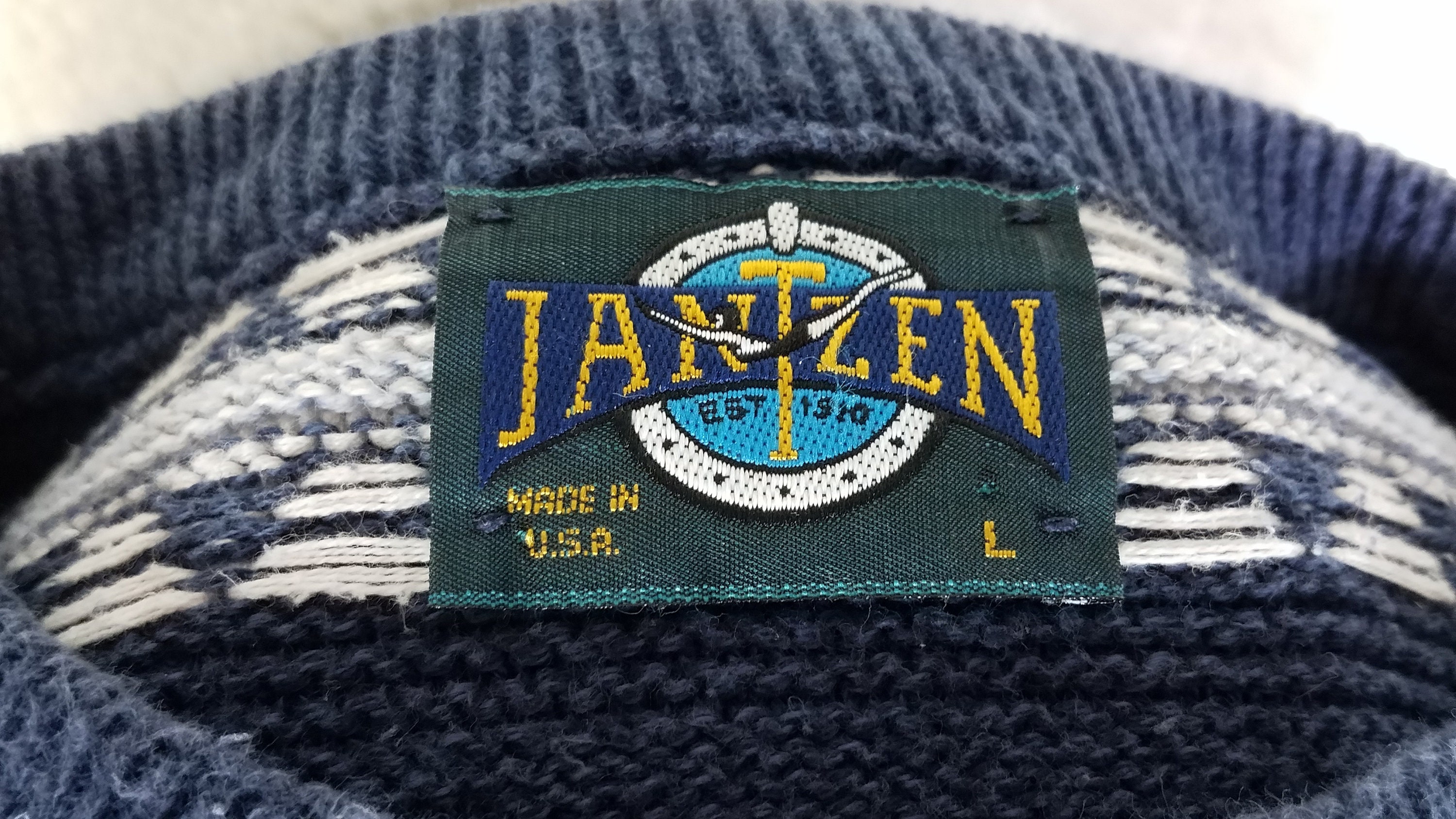 Jantzen Blue White Striped 100% Cotton Crew Neck Pullover - Etsy