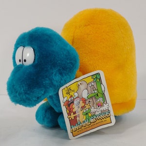 Vintage 24K Animal Crackers teal yellow 8 inch turtle plush stuffed animal 1994