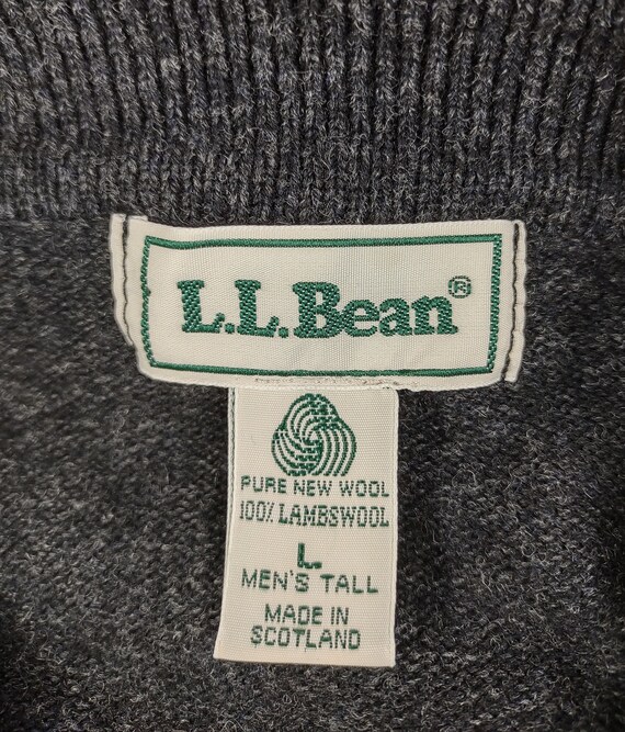 VTG L.L. Bean gray 100% wool collared 1/4 button … - image 7