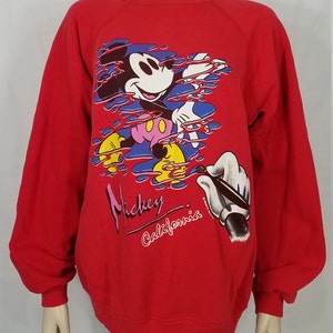 Mickey California red cotton blend crew neck pullover sweatshirt XL image 1