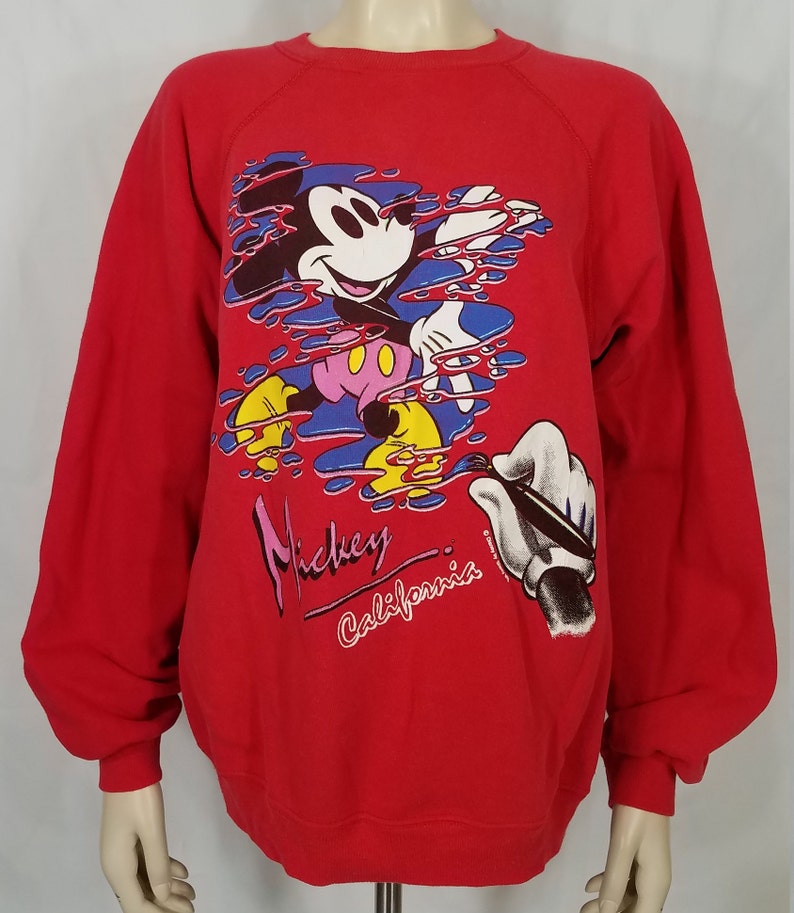 Mickey California red cotton blend crew neck pullover sweatshirt XL image 1