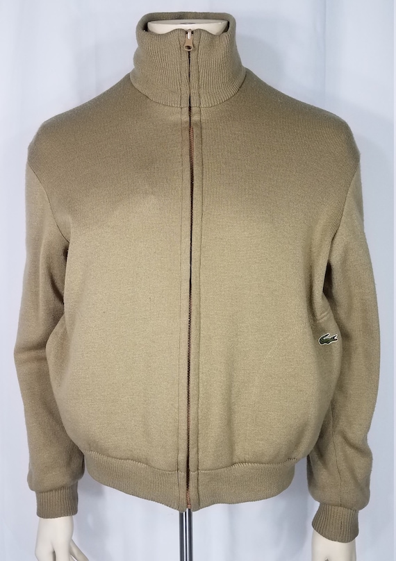 Izod Lacoste Brown Tan Beige Reversible full zip J