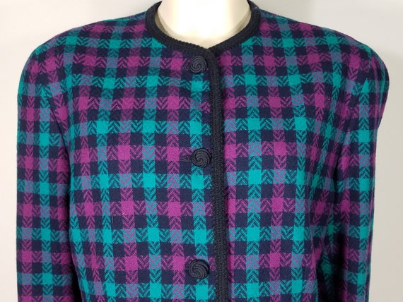 Pendleton purple green blue plaid check pure virg… - image 2