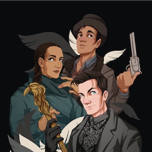 5 x 7 print - Crows of Ketterdam (Kaz Brekker, Inej Ghafa, Jesper Fahey, Six of Crows, Shadow and Bone)
