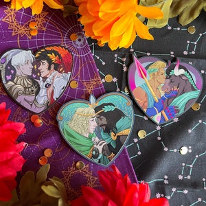 Wooden Pin - Hades Hearts (Zagreus + Thanatos, Achilles + Patroclus, Theseus + Asterius)