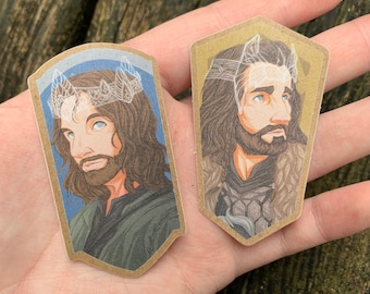 Kraft Stickers - "And the Crownless Will Again Be King" (Aragorn and Thorin Oakenshield)