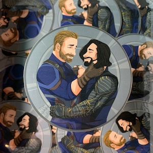 Set de pegatinas de vinilo: "Ha pasado mucho tiempo" (Baile de Steve Rogers, Bucky Barnes, Stucky y SteveBucky)